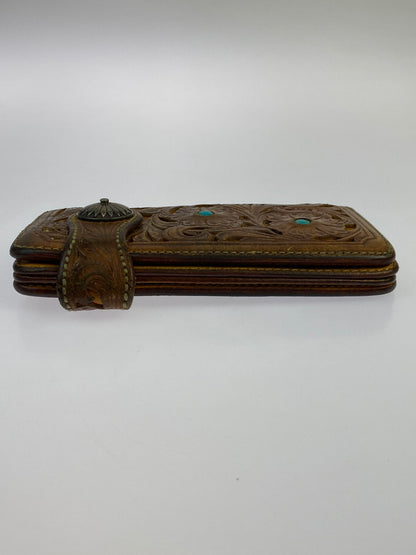 【中古品】【メンズ】 SAAD サード CARVING LEATHER WALLET カービング レザー ウォレット 長財布 財布 200-261027-jt-15-min カラー：ブラウン 万代Net店