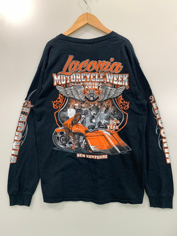 【中古品】【メンズ】 HARLEY DAVIDSON ハーレーダビッドソン 2018 LACONIA MOTORCYCLE WEEK LS TEE 2018 ラコニア モーターサイクルウィーク ロングスリーブ Tシャツ 長袖 トップス 146-261027-hu-30-min サイズ：タグ破損のため不明 カラー：ネイビー系 万代Net店