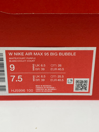 【中古品】【メンズ/レディース】 NIKE ナイキ WMNS AIR MAX 95 BIG BUBBLE ウィメンズ エア マックス 95 ビッグ バブル HJ5996-100 160-261028-hu-47-min カラー：WHITE / COURT PURPLE 万代Net店