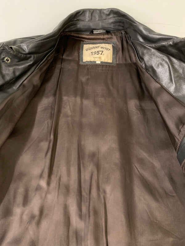 【現状渡し品】【メンズ】 LEGENDARY JACKET レジェンダリー ジャケット LEATHER JACKET レザー ジャケット 革ジャン アウター 141-261028-hu-12-min サイズ：L カラー：グレー 万代Net店