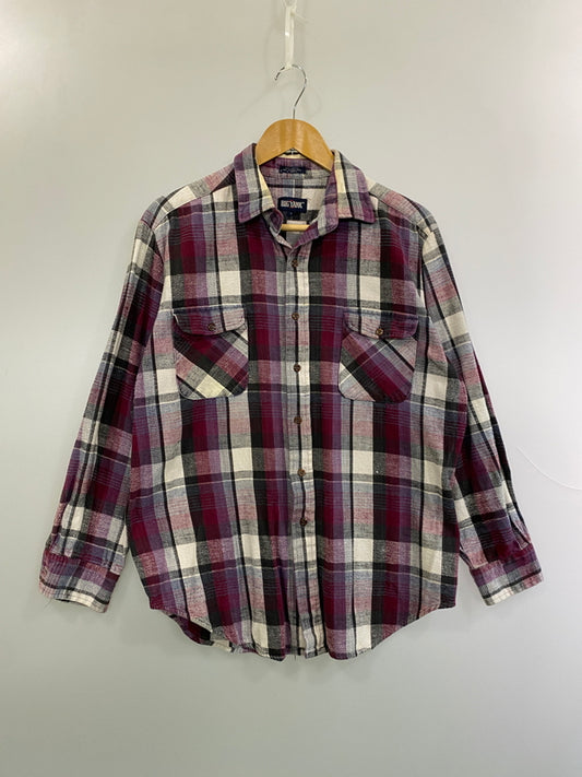 【現状渡し品】【メンズ】 BIG YANK ビッグヤンク 80'S ネルシャツ 80年代 長袖シャツ ロングスリーブ トップス 146-261031-hu-40-min サイズ：L カラー：パープル系（チェック） 万代Net店