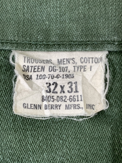 【現状渡し品】【メンズ】 US ARMY ユーエスアーミー 70S UTILITY PANTS 70年代 ユーティリティ パンツ OG-107 ボトムス ヴィンテージ 157-261028-hu-18-min サイズ：32×31 カラー：グリーン系 万代Net店