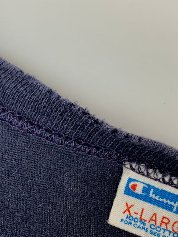 【中古品】【メンズ】 CHAMPION チャンピオン 70'S PRINT TEE 70年代 プリント ティー 半袖 Tシャツ ショートスリーブ 146-261028-hu-30-min サイズ：XL カラー：ネイビー 万代Net店
