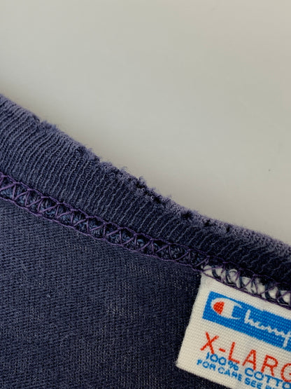 【中古品】【メンズ】 CHAMPION チャンピオン 70'S PRINT TEE 70年代 プリント ティー 半袖 Tシャツ ショートスリーブ 146-261028-hu-30-min サイズ：XL カラー：ネイビー 万代Net店