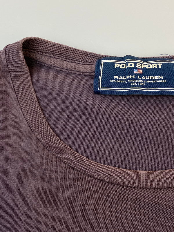 【中古品】【メンズ】 POLO SPORT ポロスポーツ RRL PRINT TEE プリント Tシャツ 半袖 ショートスリーブ 146-261027-hu-05-min サイズ：LL カラー：パープル系 万代Net店