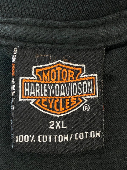 【中古品】【メンズ】 HARLEY DAVIDSON ハーレーダビッドソン FIRE PATTERN LOGO SS TEE ファイヤーパターンロゴ ショートスリーブ Tシャツ トップス 半袖 146-261027-hu-24-min サイズ：2XL カラー：ブラック 万代Net店