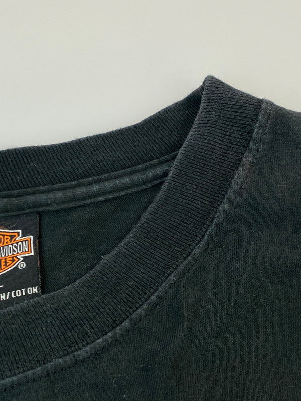 【中古品】【メンズ】 HARLEY DAVIDSON ハーレーダビッドソン FIRE PATTERN LOGO SS TEE ファイヤーパターンロゴ ショートスリーブ Tシャツ トップス 半袖 146-261027-hu-24-min サイズ：2XL カラー：ブラック 万代Net店