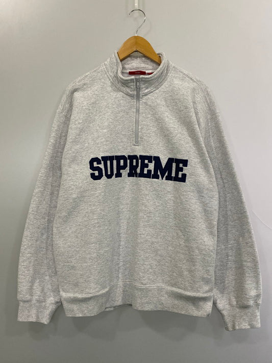 【中古品】【メンズ】 SUPREME シュプリーム 24FW COLLEGIATE HALF ZIP PULLOVER 24FW カレッジ エイト ハーフジップ プルオーバー トップス 149-261027-hu-19-min サイズ：L カラー：ライトグレー 万代Net店