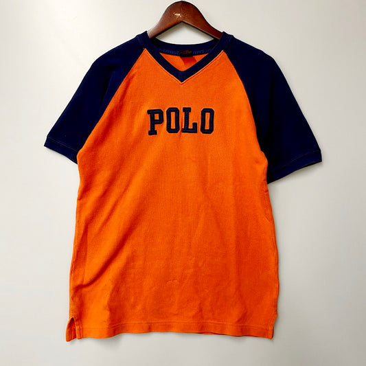 【中古品】【メンズ】 POLO RALPH LAUREN ポロ・ラルフローレン 90’S ロゴ刺繍Tシャツ 半袖 トップス 古着 146-240524-mk-22-izu サイズ：M カラー：オレンジ 万代Net店