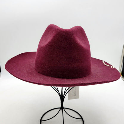 【中古美品】【メンズ/レディース】  HUNTISM CENTER CREASE HAT HTM213004 ハンティズム センタークリース ハット 帽子 小物 服飾雑貨 185-240712-ay-25-izu サイズ：M カラー：ボルドー 万代Net店