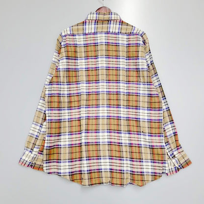 【中古美品】【メンズ】  VAN HEUSEN ヴァンヒューゼン 90'S ネルシャツ チェックシャツ トップス 146-240415-ay-11-izu サイズ：XL カラー：ブラウン系 万代Net店