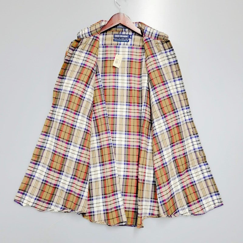 【中古美品】【メンズ】  VAN HEUSEN ヴァンヒューゼン 90'S ネルシャツ チェックシャツ トップス 146-240415-ay-11-izu サイズ：XL カラー：ブラウン系 万代Net店