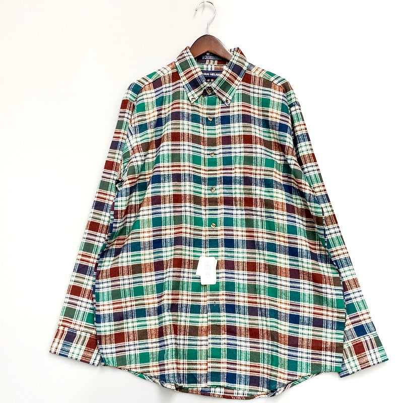 【中古美品】【メンズ】  VAN HEUSEN ヴァンヒューゼン 90S FLANNEL SHIRT 90年代 ネルシャツ トップス 長袖 146-240812-ma-03-izu サイズ：L カラー：グリーン 万代Net店