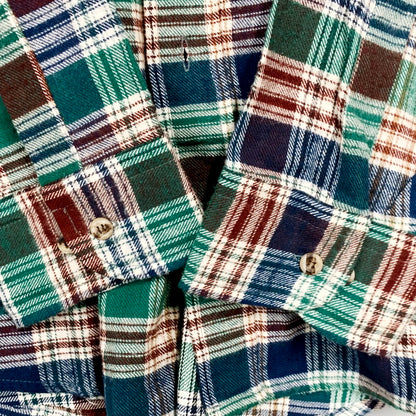 【中古美品】【メンズ】  VAN HEUSEN ヴァンヒューゼン 90S FLANNEL SHIRT 90年代 ネルシャツ トップス 長袖 146-240812-ma-03-izu サイズ：L カラー：グリーン 万代Net店