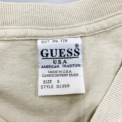 【中古品】【メンズ】 Guess ゲス PRINT TEE 01350 プリントTシャツ USA製 半袖 トップス 146-240612-ay-08-izu サイズ：S カラー：ベージュ系 万代Net店