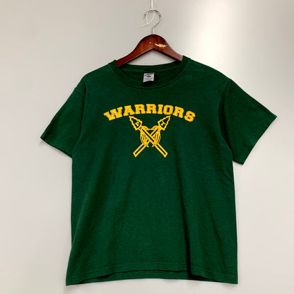 【中古品】【メンズ】  JERZEES 90S ”WARRIORS"PRINTED T-SHIRT ジャージーズ ウォリアーズ 半袖Tシャツ トップス 古着 146-240505-mk-03-izu サイズ：XL カラー：グリーン 万代Net店