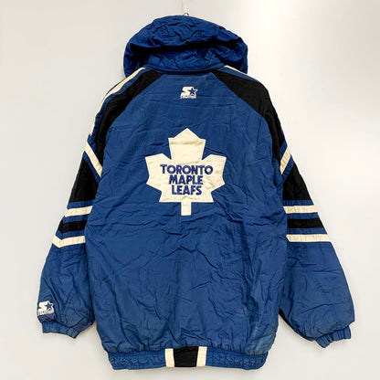 【中古品】【メンズ】  STARTER NHL NYLON JACKET スターター ナイロンジャケット 長袖 ロゴ 刺繍 アウター 146-240607-ay-15-izu サイズ：L カラー：ネイビー 万代Net店