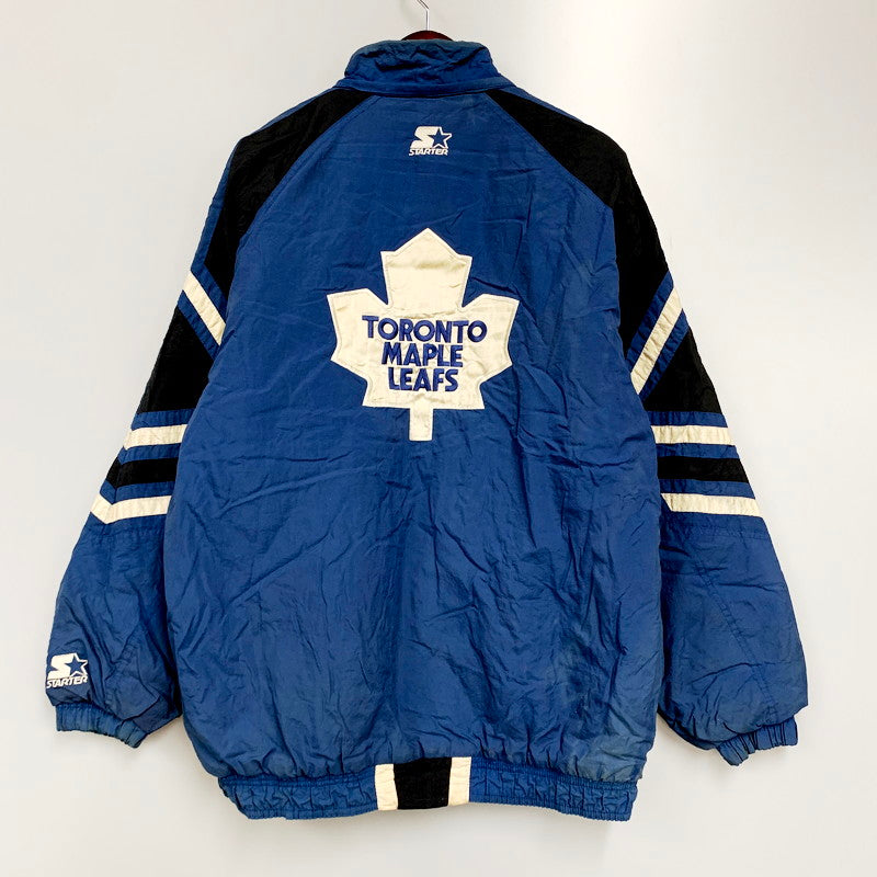 【中古品】【メンズ】  STARTER NHL NYLON JACKET スターター ナイロンジャケット 長袖 ロゴ 刺繍 アウター 146-240607-ay-15-izu サイズ：L カラー：ネイビー 万代Net店