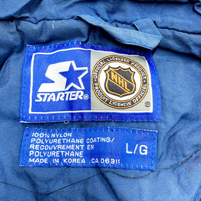 【中古品】【メンズ】  STARTER NHL NYLON JACKET スターター ナイロンジャケット 長袖 ロゴ 刺繍 アウター 146-240607-ay-15-izu サイズ：L カラー：ネイビー 万代Net店