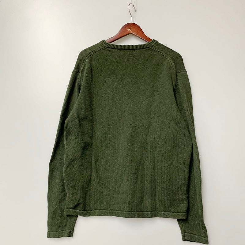 【中古品】【メンズ】 NAUTICA ノーティカ COTTON KNIT コットンニット セーター 刺繍 トップス 146-240412-ay-03-izu サイズ：L カラー：グリーン 万代Net店