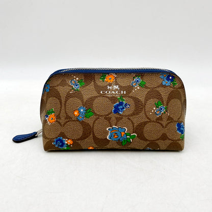 【中古品】【レディース】 COACH コーチ シグネチャー フラワーポーチ F58696 小物入れ メイクポーチ 180-240630-hi-28-izu カラー：ベージュ 万代Net店