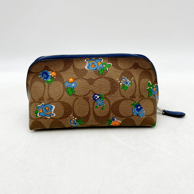 【中古品】【レディース】 COACH コーチ シグネチャー フラワーポーチ F58696 小物入れ メイクポーチ 180-240630-hi-28-izu カラー：ベージュ 万代Net店