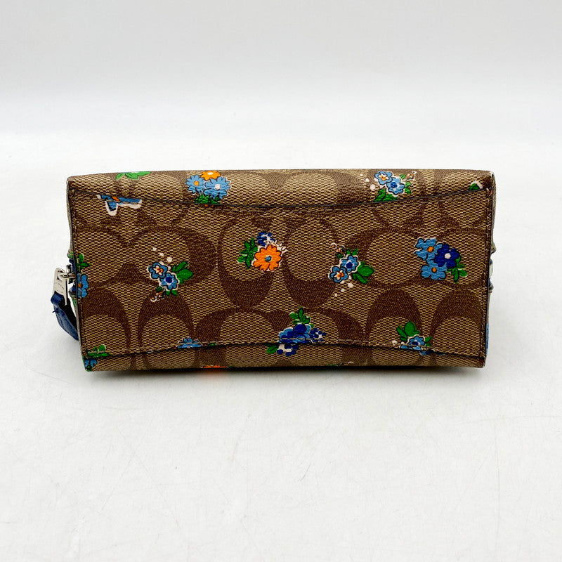 【中古品】【レディース】 COACH コーチ シグネチャー フラワーポーチ F58696 小物入れ メイクポーチ 180-240630-hi-28-izu カラー：ベージュ 万代Net店