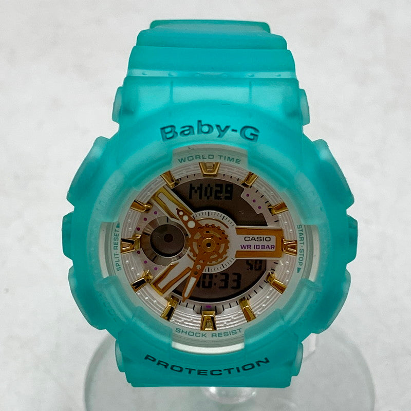 【中古美品】【レディース】 Baby-G ベイビージー SEA GLASS COLORS BA-110SC-2AJF カシオ シーグラス カラーズ アナデジ時計 198-240429-mk-46-izu カラー：ブルースケルトン 万代Net店