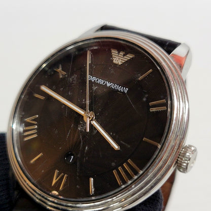 【中古品】【メンズ】 Emporio Armani エンポリオ・アルマーニ AR-1611 クオーツ 腕時計 197-240507-mk-14-izu カラー：シルバー×ブラック 万代Net店