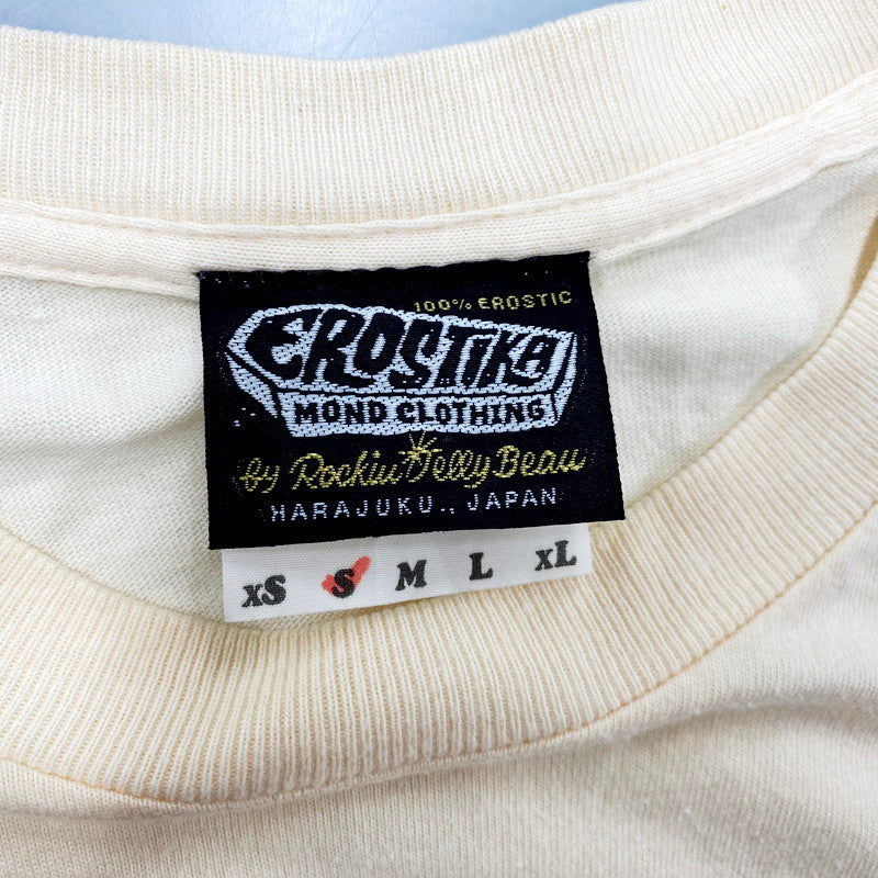 【中古品】【メンズ】  EROSTIKA SS TEE エロスティカ 半袖Tシャツ プリント トップス 147-240710-ay-03-izu サイズ：S カラー：ベージュ系 万代Net店