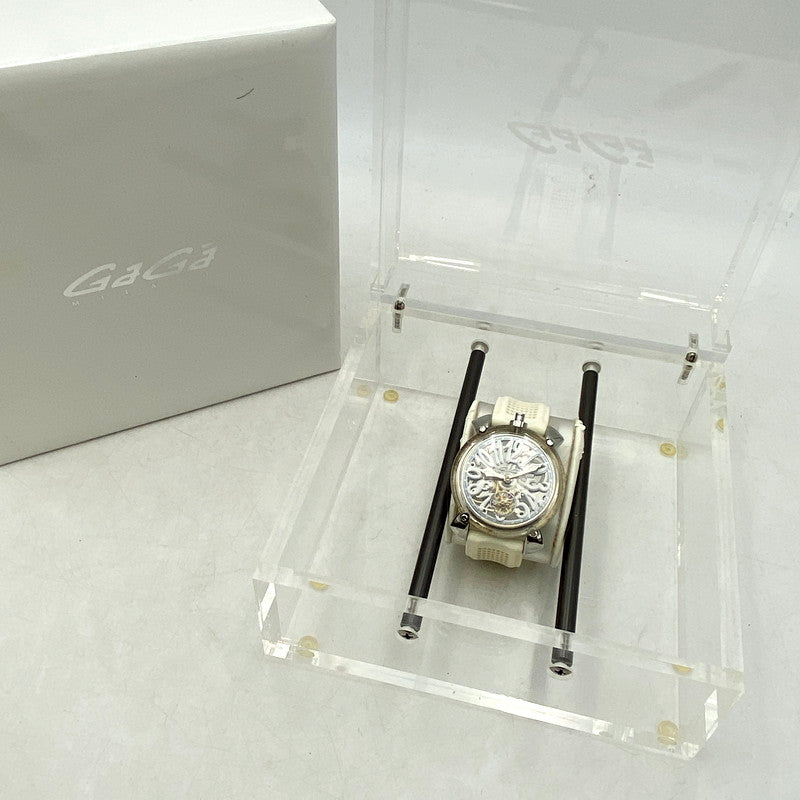 【現状渡し品】【メンズ】 Gaga Milano ガガ・ミラノ REF6090 腕時計 197-240506-mk-02-izu カラー：シルバー/ホワイト 万代Net店
