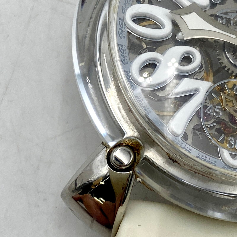 【現状渡し品】【メンズ】 Gaga Milano ガガ・ミラノ REF6090 腕時計 197-240506-mk-02-izu カラー：シルバー/ホワイト 万代Net店