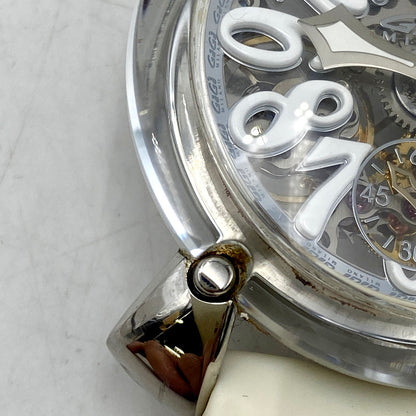 【現状渡し品】【メンズ】 Gaga Milano ガガ・ミラノ REF6090 腕時計 197-240506-mk-02-izu カラー：シルバー/ホワイト 万代Net店