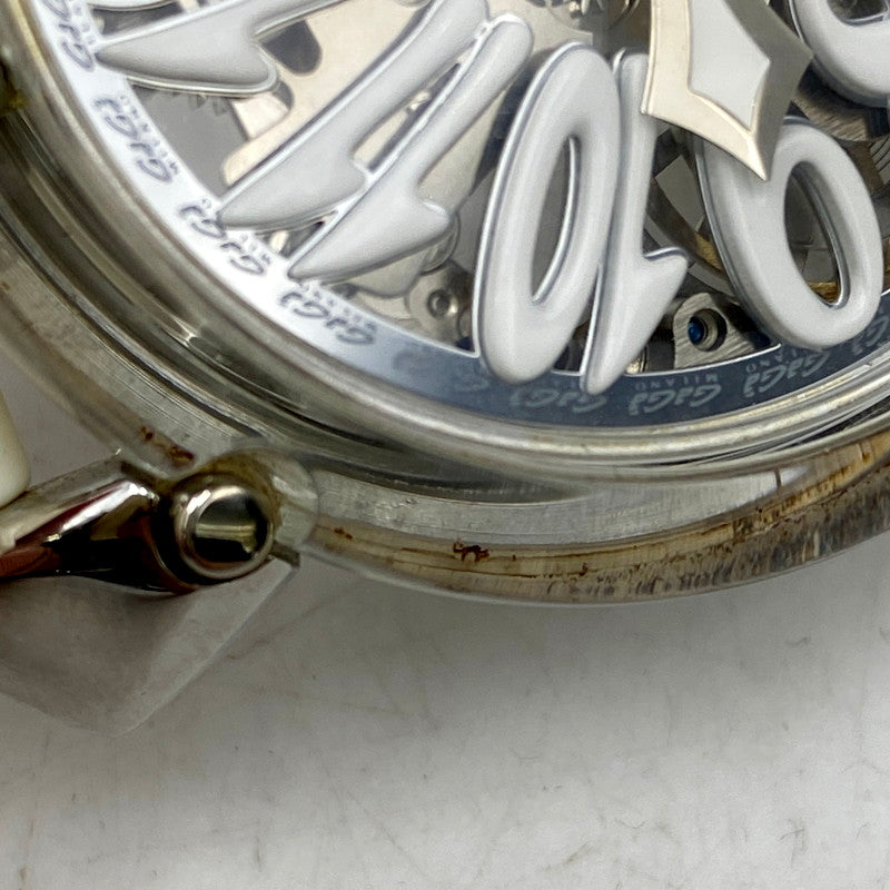 【現状渡し品】【メンズ】 Gaga Milano ガガ・ミラノ REF6090 腕時計 197-240506-mk-02-izu カラー：シルバー/ホワイト 万代Net店