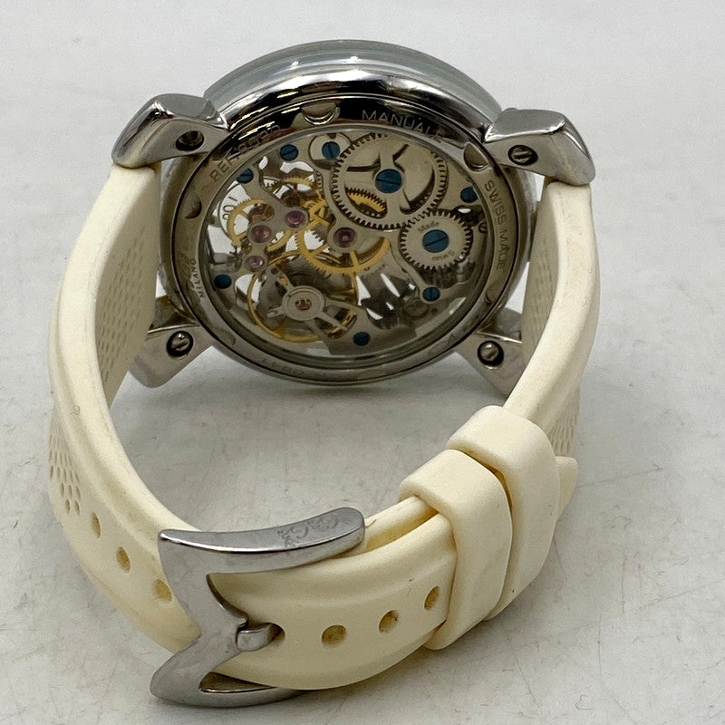 【現状渡し品】【メンズ】 Gaga Milano ガガ・ミラノ REF6090 腕時計 197-240506-mk-02-izu カラー：シルバー/ホワイト 万代Net店