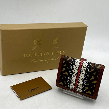 【中古品】【メンズ/レディース】 BURBERRY バーバリー コンパクトウォレット スモール モノグラムストライプ 二つ折り財布 181-240506-mk-18-izu カラー：茶系 万代Net店