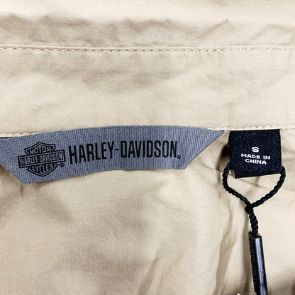 【中古美品】【メンズ】 HARLEY DAVIDSON ハーレーダビッドソン TOP-GRGO,SKLL LTNG,L/S,WVN,BRN 96235-18VM スカルプリントシャツ 長袖 トップス 145-240603-ay-31-izu サイズ：S カラー：ベージュ 万代Net店