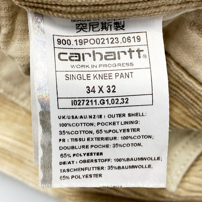 【中古品】【メンズ】  CARHARTT WIP SINGLE KNEE PANT カーハート ダブリューアイピー シングルニーパンツ コーデュロイ ズボン ボトムス 153-240611-ay-04-izu サイズ：34×32 カラー：ベージュ 万代Net店