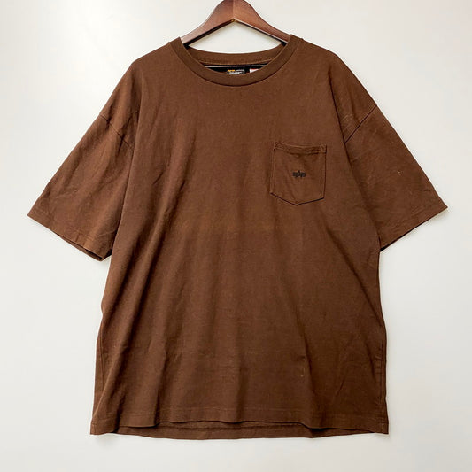 【中古品】【メンズ】 ALPHA アルファ S/S T-SHIRT TC1469 USAコットン 半袖 ポケットTシャツ ロゴ 刺繍 トップス 145-240612-ay-13-izu サイズ：XL カラー：ブラウン 万代Net店