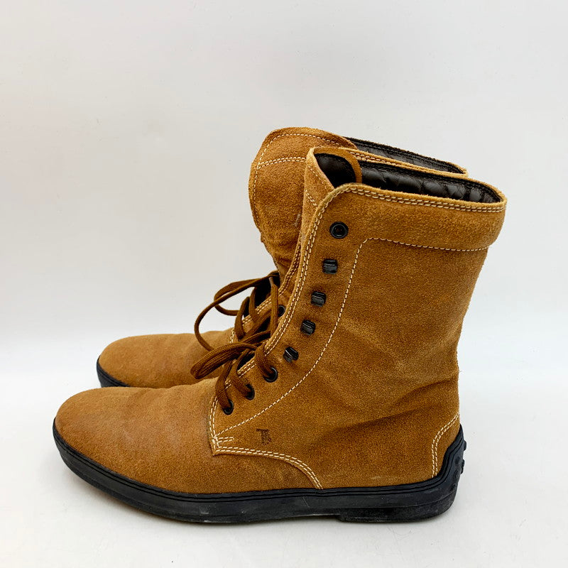 【中古品】【メンズ】 TOD’S トッズ WINTER GOMMINO ANKLE BOOT スウェード アンクルブーツ レースアップブーツ 164-240601-hi-07-izu サイズ：8 1/2(27.5cm) カラー：CAMEL 万代Net店