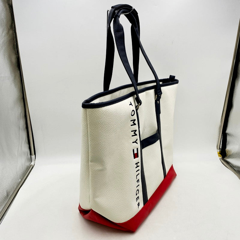 【中古品】【メンズ/レディース】 TOMMY HILFIGER トミーヒルフィガー THE FACE TOTE BAG フェイストートバッグ カバン 188-240607-hi-02-izu カラー：ホワイト 万代Net店