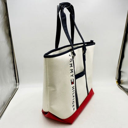 【中古品】【メンズ/レディース】 TOMMY HILFIGER トミーヒルフィガー THE FACE TOTE BAG フェイストートバッグ カバン 188-240607-hi-02-izu カラー：ホワイト 万代Net店