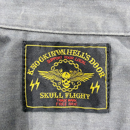 【中古品】【メンズ】 Dickies ディッキーズ × SKULL FLIGHT スカルフライト WORK SHIRT ワークシャツ 半袖シャツ 145-240630-hi-02-izu サイズ：S カラー：グレー 万代Net店