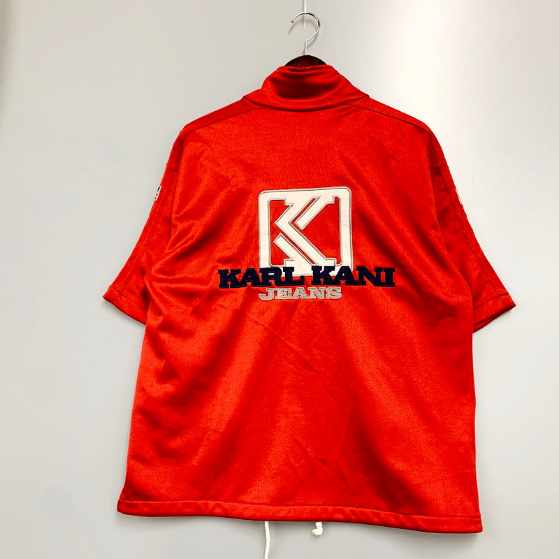 【中古品】【メンズ】  KARL KANI JEANS カールカナイ ジーンズ 90’S 半袖 トラックジャケット ロゴ 刺繍 アウター 146-240712-ay-46-izu サイズ：L カラー：レッド 万代Net店