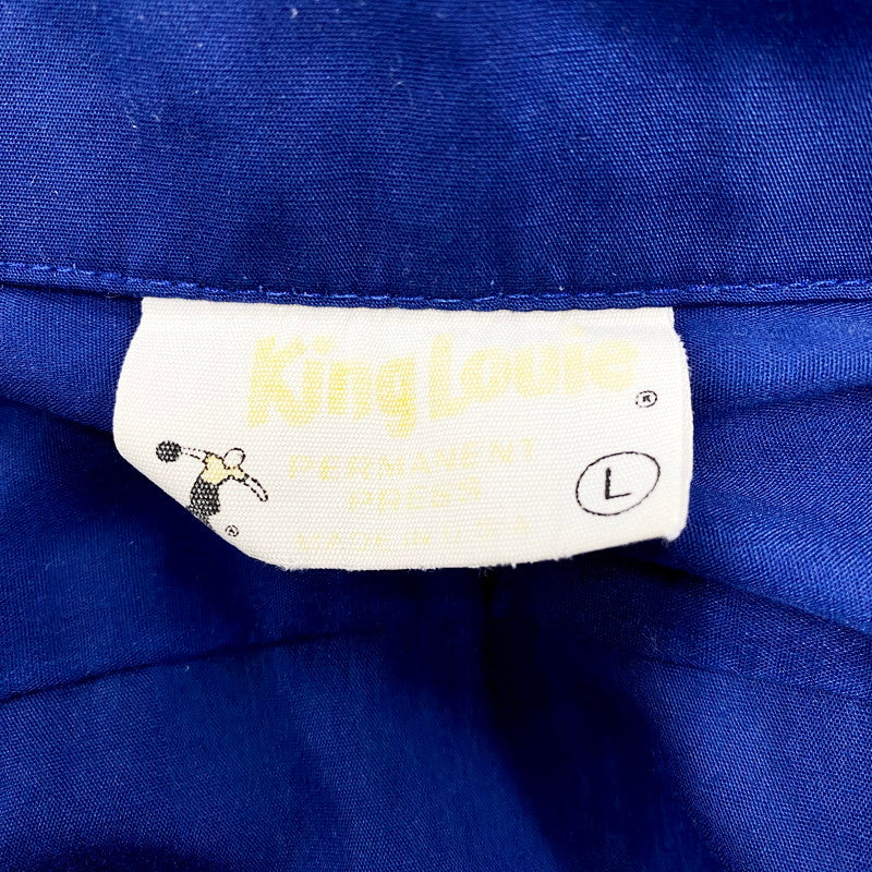 【中古品】【メンズ】  KING LOUIE 60-70S BOWLING SHIRT キングルイ ボーリングシャツ PERMANENT PRESSタグ USA製  刺繍 半袖 トップス 146-240628-ay-17-izu サイズ：L カラー：ブルー 万代Net店