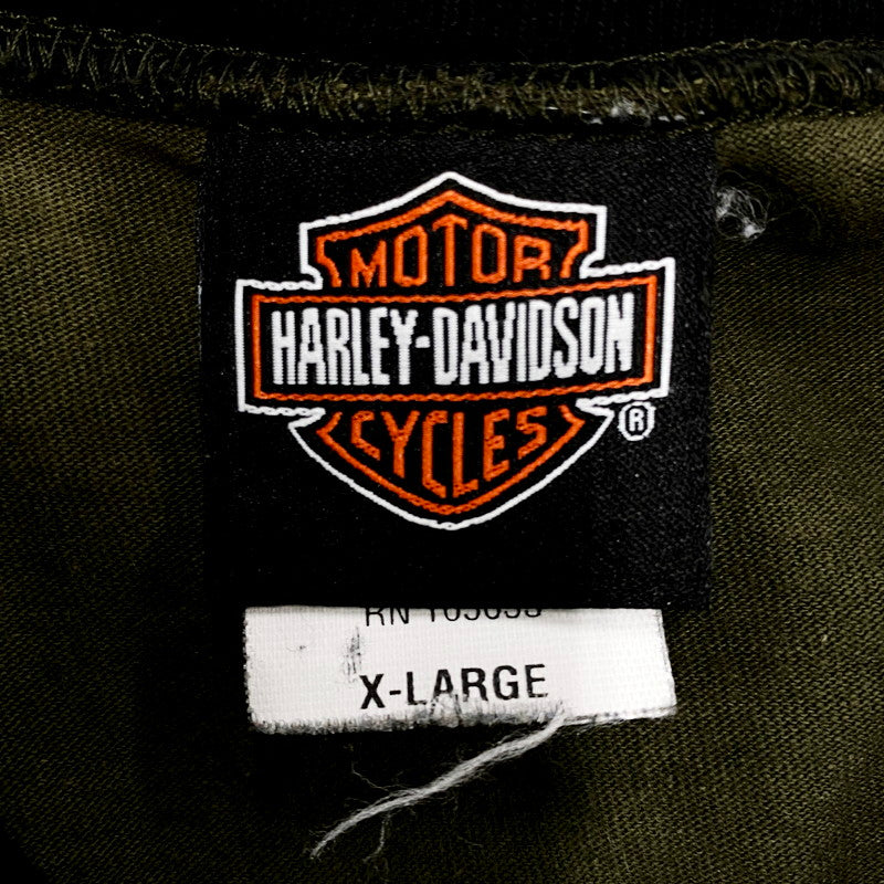 【中古品】【メンズ】 HARLEY DAVIDSON ハーレーダビッドソン 00S LS LAYERED TEE レイヤードTシャツ 長袖 USA製 カットソー トップス 145-240628-ay-18-izu サイズ：XL カラー：ブラウン系×ブラック 万代Net店