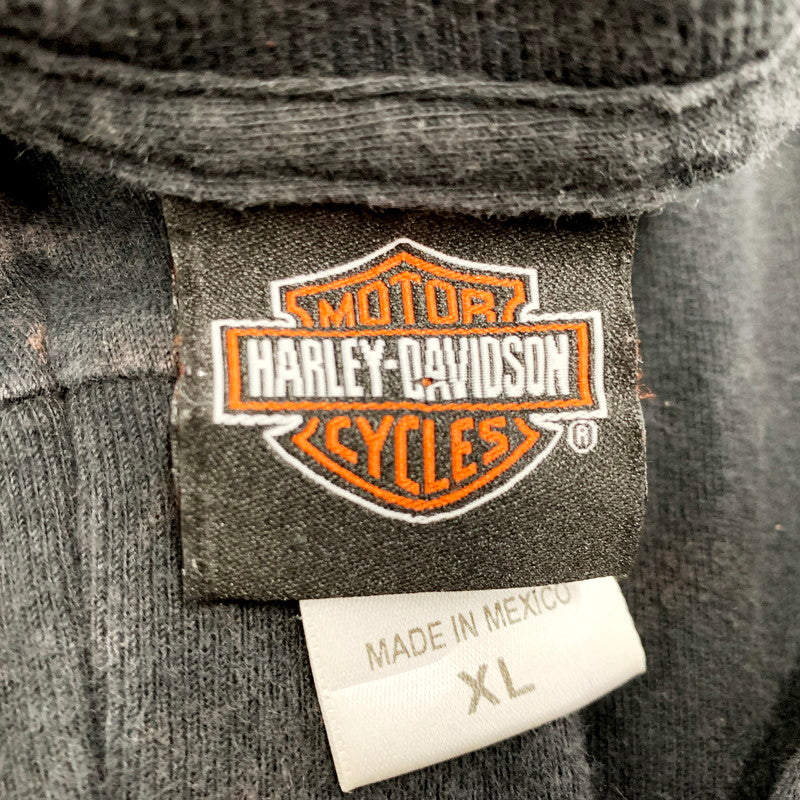 【中古品】【メンズ】 HARLEY DAVIDSON ハーレーダビッドソン L/S TEE c2013 長袖Tシャツ プリント ロゴ メキシコ製 トップス 146-240701-ay-24-izu サイズ：XL カラー：ブラック 万代Net店