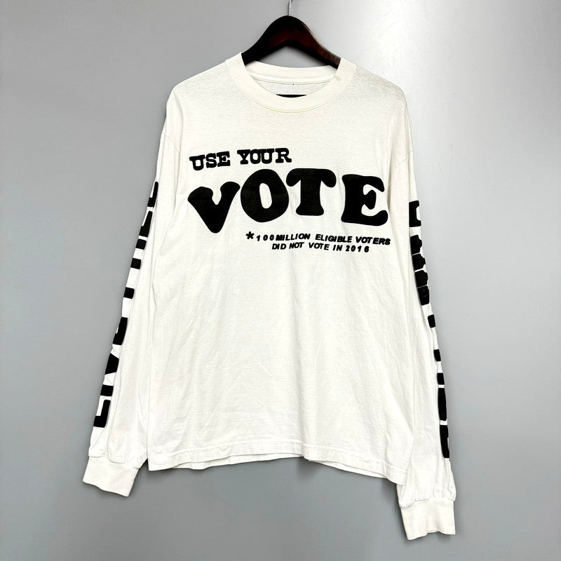 【中古品】【メンズ】  CPFM カクタスプラントフリーマーケット × DOVER STREET MARKET ドーバー ストリート マーケット コラボ WHEN WE ALL VOTE L/S TEE ロングスリーブ プリントTシャツ 長袖Tシャツ 142-240707-hi-03-izu サイズ：M カラー：ホワイト 万代Net店