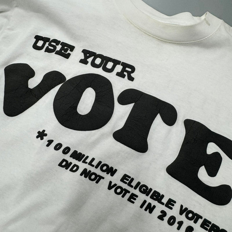 【中古品】【メンズ】  CPFM カクタスプラントフリーマーケット × DOVER STREET MARKET ドーバー ストリート マーケット コラボ WHEN WE ALL VOTE L/S TEE ロングスリーブ プリントTシャツ 長袖Tシャツ 142-240707-hi-03-izu サイズ：M カラー：ホワイト 万代Net店