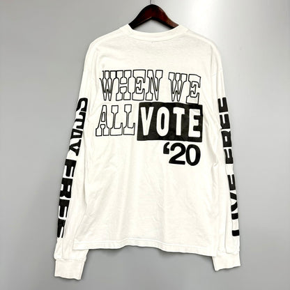 【中古品】【メンズ】  CPFM カクタスプラントフリーマーケット × DOVER STREET MARKET ドーバー ストリート マーケット コラボ WHEN WE ALL VOTE L/S TEE ロングスリーブ プリントTシャツ 長袖Tシャツ 142-240707-hi-03-izu サイズ：M カラー：ホワイト 万代Net店